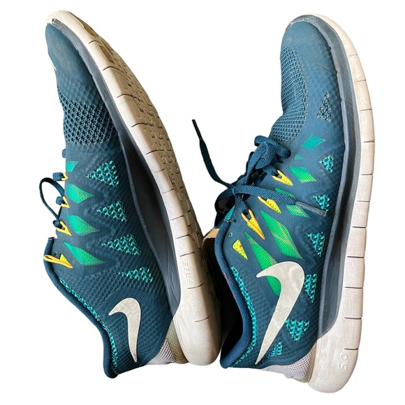 Nike Mens Free 5.0 642198-301 Blue Green Running Shoes Lace Up Low Top Size 10 - Picture 12 of 13